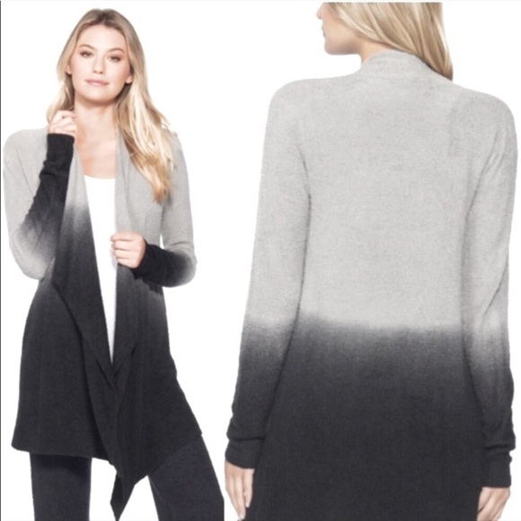 Barefoot Dreams Open Front Cardigan Sweater Gray Ombré Bamboo Chic Lite - Picture 2 of 16